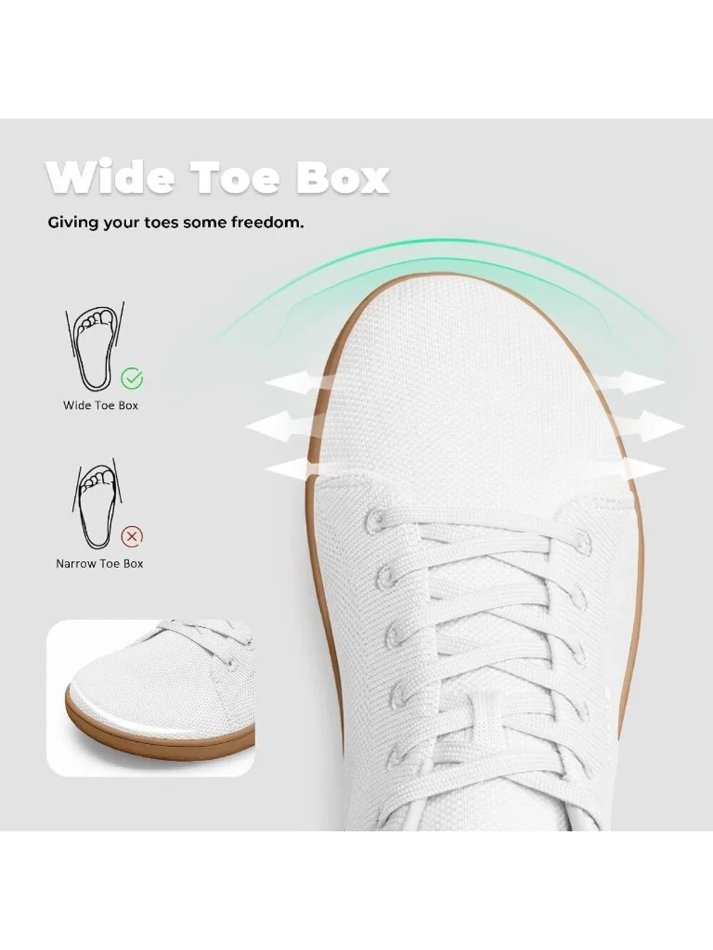 Women's White/Gum Knit Minimalist Barefoot Zero Drop Casual Walking Sneakers